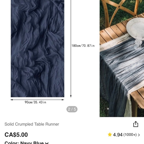 Lot of 15 Navy blue crumple table runners - Picture 2 of 4